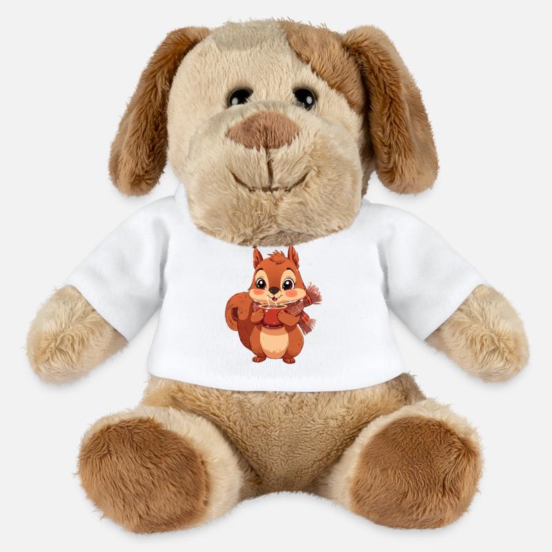 Winterliches Eichhörnchen mit Tasse - MiniFeet® Hund Helge - Weiß