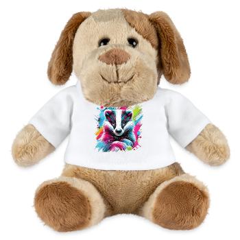 Neon Badger Splash Art - MiniFeet® Dog Helge - white - Front