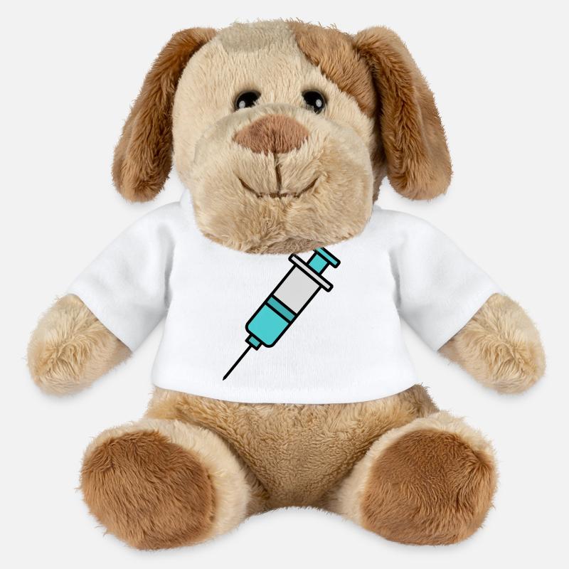 Seringue | Déclaration pro vaccination et science - Chien en peluche Helge MiniFeet® - blanc