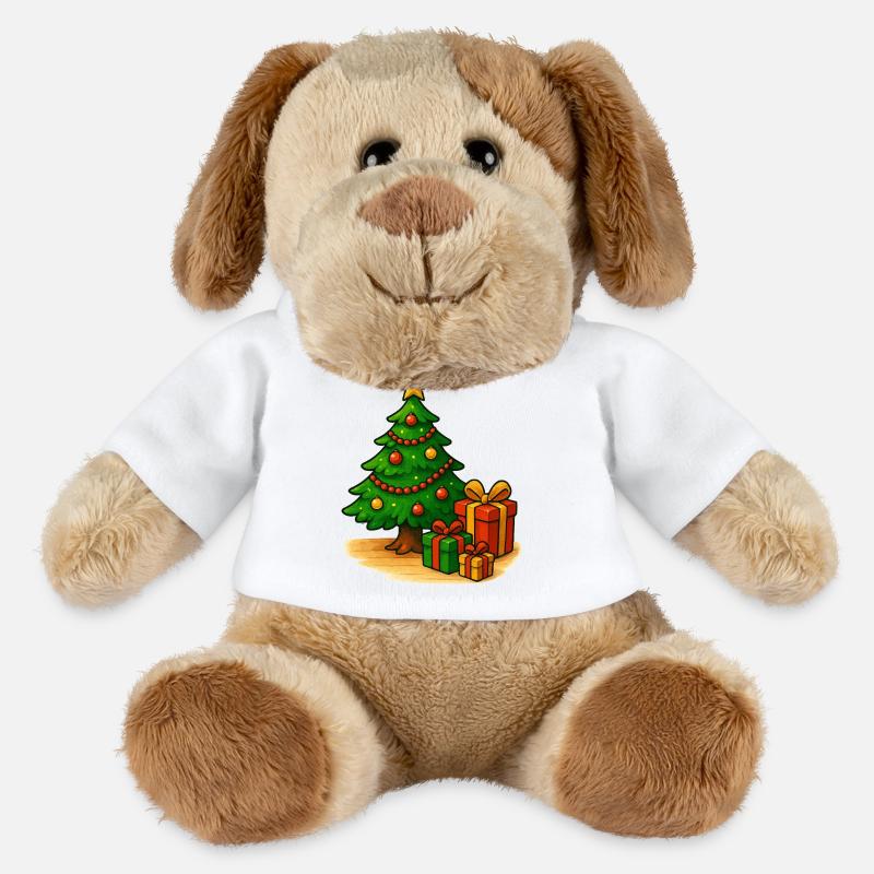 Weihnachtsbaum mit Geschenken Muster - MiniFeet® Hund Helge - Weiß