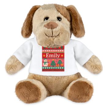 Festive Name Emily Ugly Chrismas Style, Xmas  - MiniFeet® Dog Helge - white - Front