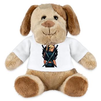 combattant avec katana action héroïne manga anime - Chien en peluche Helge MiniFeet® - blanc - Devant