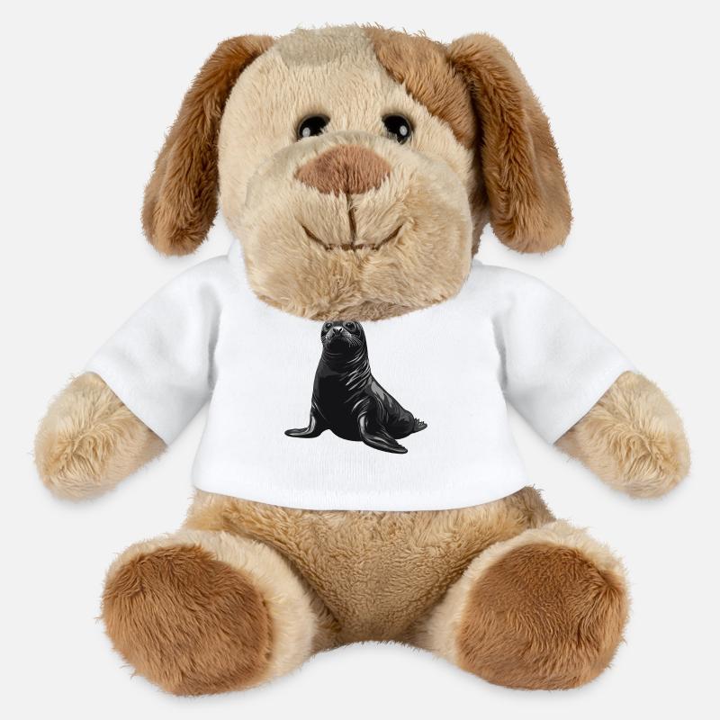 Schwarzer Seehund Portrait - MiniFeet® Hund Helge - Weiß