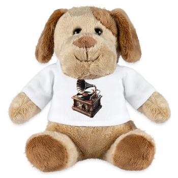 Antikgrammophon Vinyl Nostalgie - MiniFeet® Hund Helge - Weiß - Vorne
