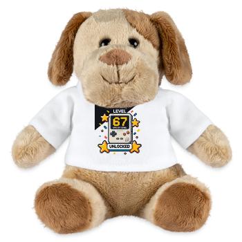 Level 67 Tage Schule freigeschalteter Pixel Gamer - MiniFeet® Hund Helge - Weiß - Vorne