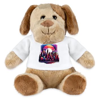 La silhouette de Neon City dans Sunset - Chien en peluche Helge MiniFeet® - blanc - Devant
