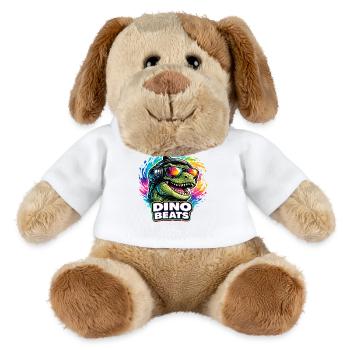 Dino beats Neon DJ disant pour les fans de musique - Chien en peluche Helge MiniFeet® - blanc - Devant