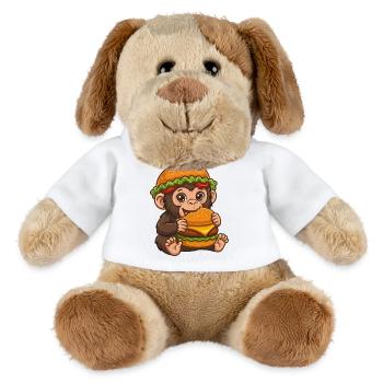 Singe mignon avec motif de dessin animé de burger - Chien en peluche Helge MiniFeet® - blanc - Devant