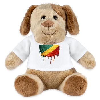 Republic of the Congo Flag Drop Art - MiniFeet® Dog Helge - white - Front