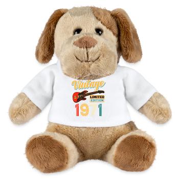 Vintage 1971 Limited Edition Retro Guitar Art - MiniFeet® Dog Helge - white - Front