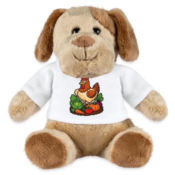 Happy hen in the vegetable garden - MiniFeet® Dog Helge - white - Front