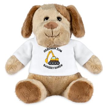 Neugeborenes Geschenk Bagger Spruch - MiniFeet® Hund Helge - Weiß - Vorne