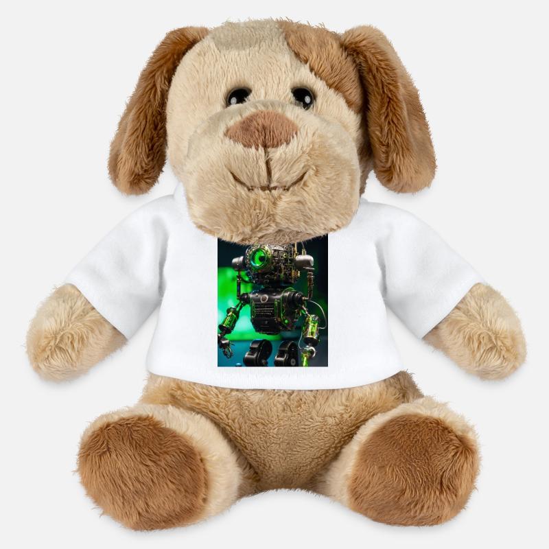 Digitale Kunst eines Roboter-Mikrofons - MiniFeet® Hund Helge - Weiß