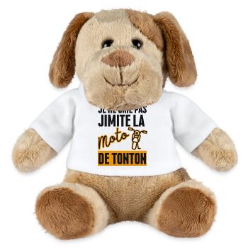 Je ne Crie pas J'imite la Moto de Tonton - Chien en peluche Helge MiniFeet® - blanc - Devant