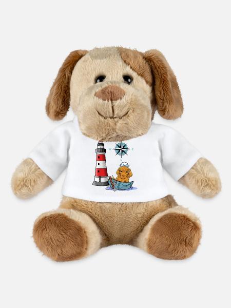 Maritime Dog Wind Rose Compass Lighthouse Sailor - MiniFeet® Dog Helge - white