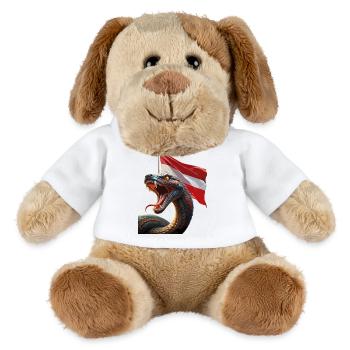Un serpent cool avec le drapeau autrichien - Chien en peluche Helge MiniFeet® - blanc - Devant