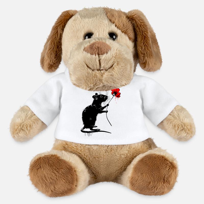 Ratte mit Blume - MiniFeet® Hund Helge - Weiß