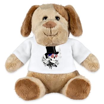 Crâne avec lunettes de soleil roses - Chien en peluche Helge MiniFeet® - blanc - Devant