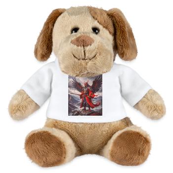 Majestic winged Tengu warrior with red mask over m - MiniFeet® Dog Helge - white - Front