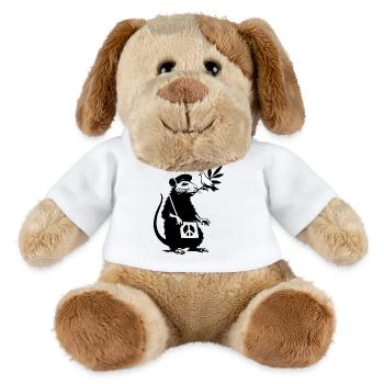 Schwarzweiß Ratte mit Taube Friedenssymbol - MiniFeet® Hund Helge - Weiß - Vorne