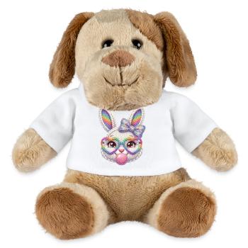Osterhase Kaugummiblase Herz Brille Regenbogen - MiniFeet® Hund Helge - Weiß - Vorne