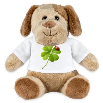 Vierblättriger Klee mit Marienkäfer  - MiniFeet® Hund Helge - Weiß - Vorne