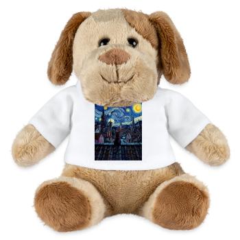Chat nocturne sur la ville au clair de lune - Chien en peluche Helge MiniFeet® - blanc - Devant