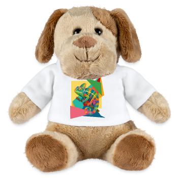 Art géométrique caméléon coloré - Chien en peluche Helge MiniFeet® - blanc - Devant