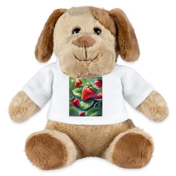 Ein Haufen frisch gepflückter Erdbeeren - MiniFeet® Hund Helge - Weiß - Vorne