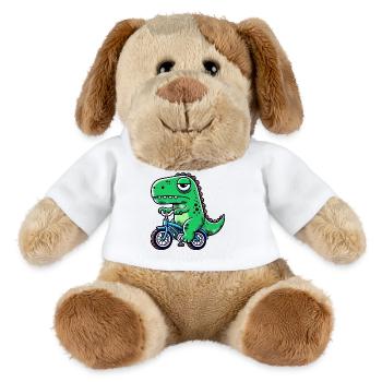 Funny dino T-Rex on bike Bizarre and - MiniFeet® Dog Helge - white - Front