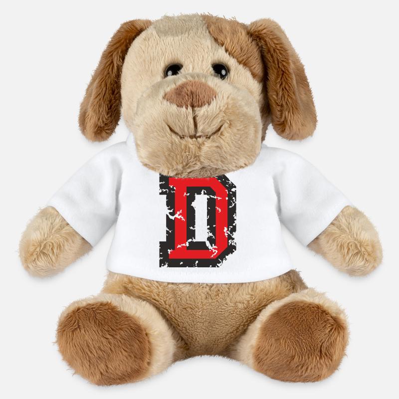 D (Vintage Rot) Buchstabe D - MiniFeet® Hund Helge - Weiß
