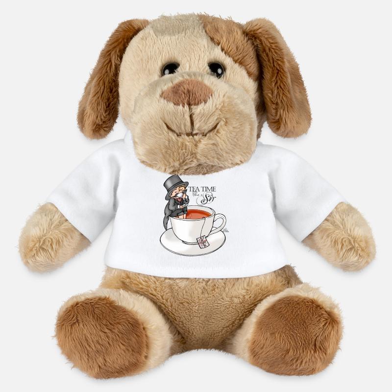 tea time like a Sir with Earl Grey (text) - Chien en peluche Helge MiniFeet® - blanc
