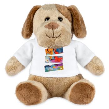 Un art abstrait vibrant aux tons lumineux - Chien en peluche Helge MiniFeet® - blanc - Devant