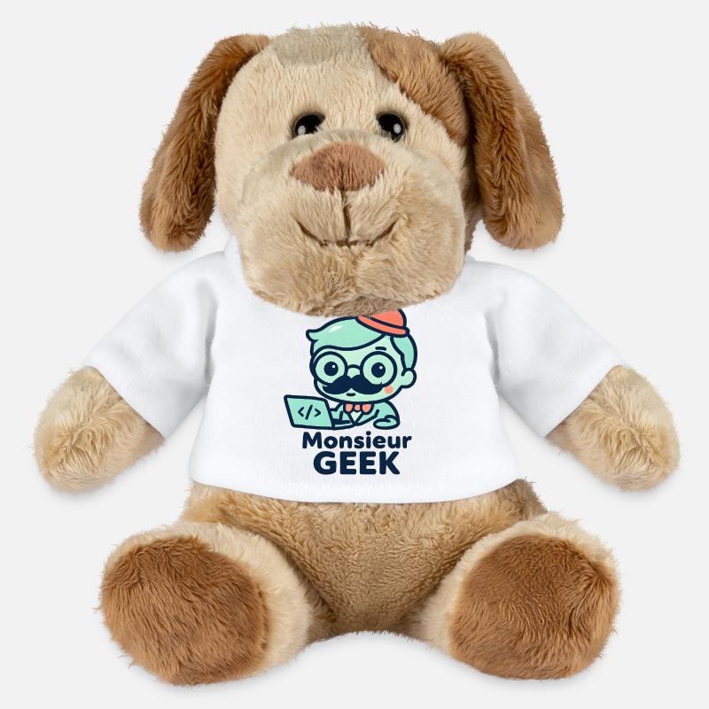 Monsieur Geek Codeur Chic - Chien en peluche Helge MiniFeet® - blanc