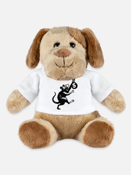 Ratte mit Geldsack im Banksy-Style - MiniFeet® Hund Helge - Weiß