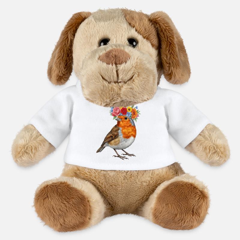 Blumenkrone Rotkehlchen - MiniFeet® Hund Helge - Weiß
