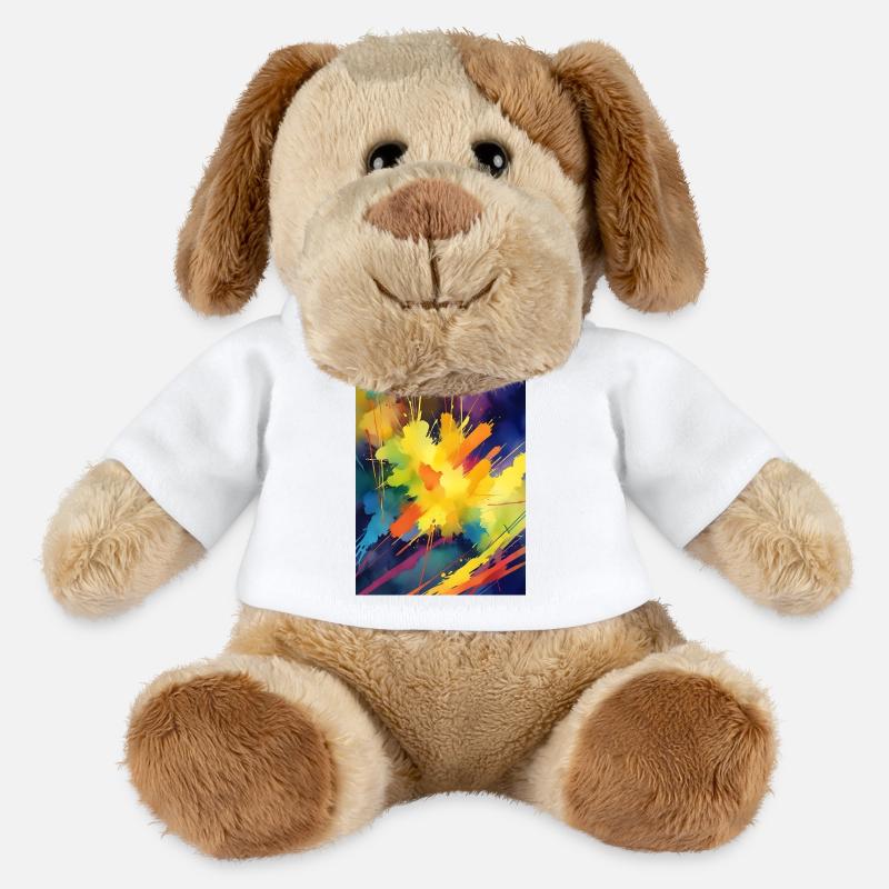 Farbexplosion Abstrakt - MiniFeet® Hund Helge - Weiß