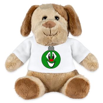 Grüne Weihnachtsbaumkugel mit Lächeln - MiniFeet® Hund Helge - Weiß - Vorne