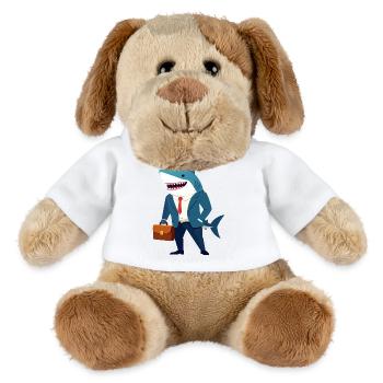 Motif du requin d’affaires en costume Gestionnaire de requin financier - Chien en peluche Helge MiniFeet® - blanc - Devant