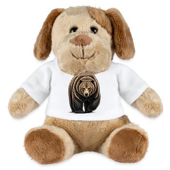 Illustration d’art au trait de Bear Watcher - Chien en peluche Helge MiniFeet® - blanc - Devant