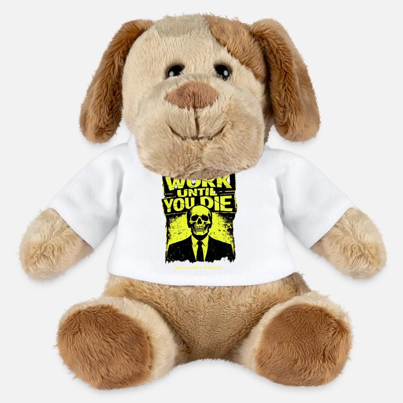 Work Till Death Skull - MiniFeet® Dog Helge - white