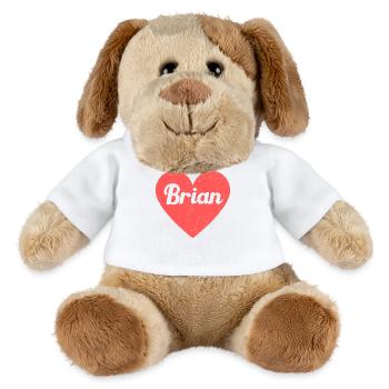 Brian Name Rotes Herz Liebe Fan Retro - MiniFeet® Hund Helge - Weiß - Vorne