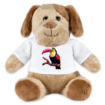 Polygonaler Tukan auf Ast - Künstlerisches Vogel - MiniFeet® Hund Helge - Weiß - Vorne