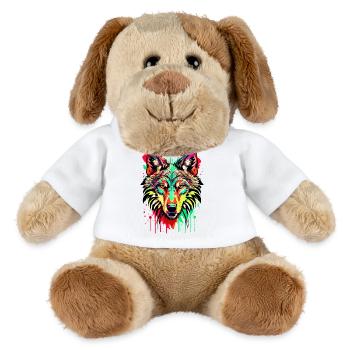 Wolf Colorful - Colorful Wolf - I Love Wolves - MiniFeet® Dog Helge - white - Front