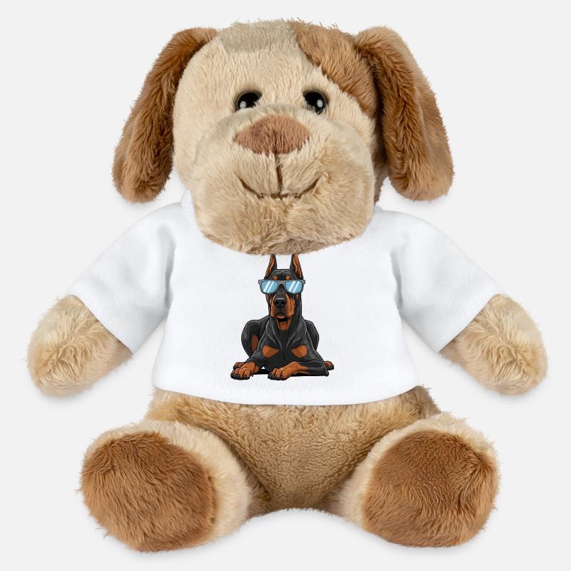 Cooler Dobermann mit Sonnenbrille - MiniFeet® Hund Helge - Weiß
