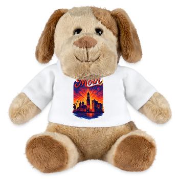 Hamburg Moin Stadt Silhouette Pracht Elbe Geschenk - MiniFeet® Hund Helge - Weiß - Vorne