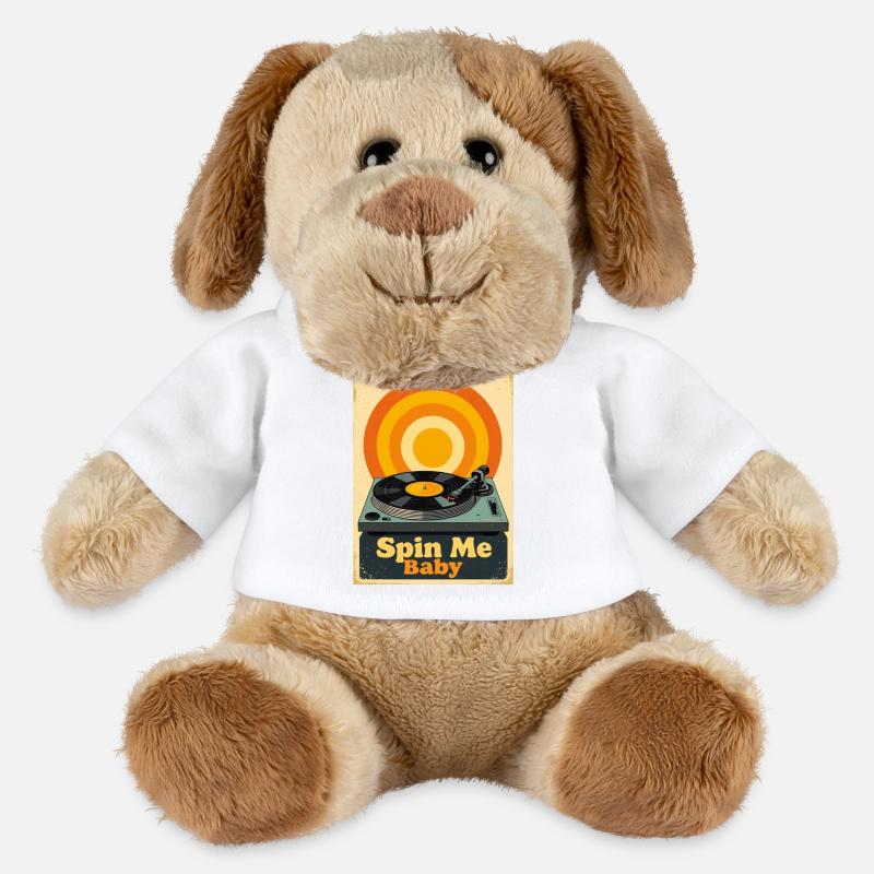 Retro-Vinylplatte mit warmem, lebendigem Ton - MiniFeet® Hund Helge - Weiß