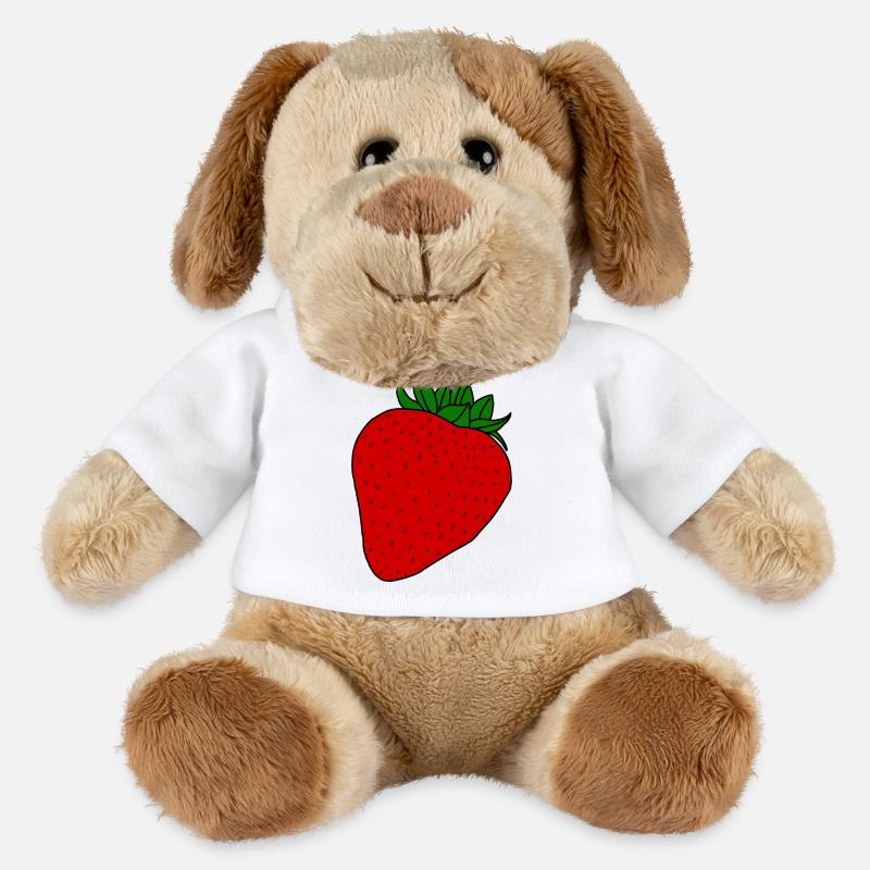 Fraise rouge  - Chien en peluche Helge MiniFeet® - blanc