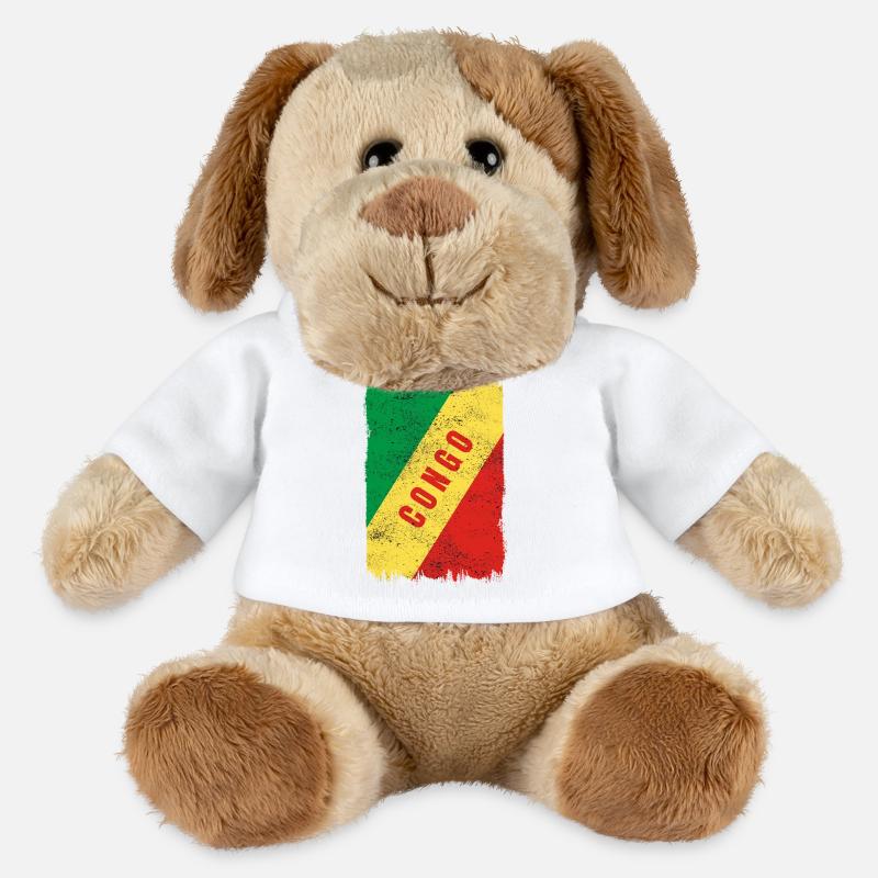 Drapeau du Congo - Chien en peluche Helge MiniFeet® - blanc