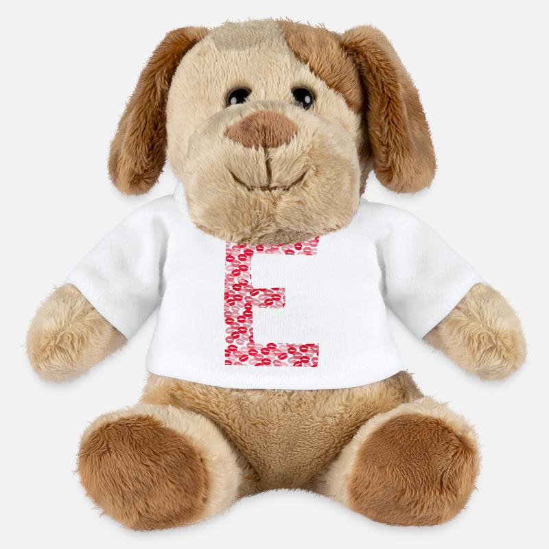 Lettre E - tshirt bisous - Chien en peluche Helge MiniFeet® - blanc